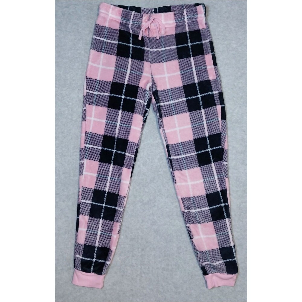 Secret Treasures Womens Pink Black Plaid Fleece Pajama Pants Size Med